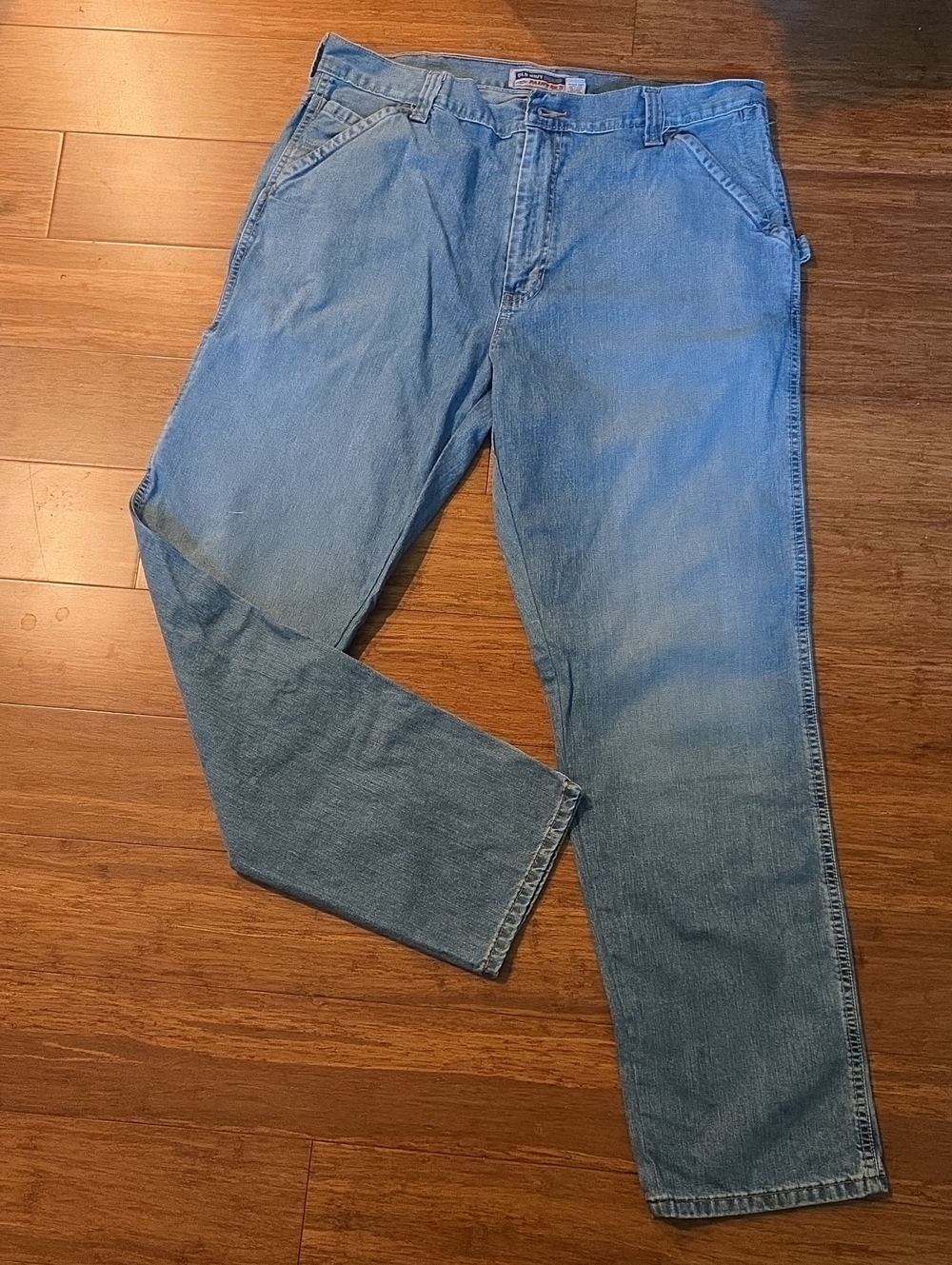 Vintage 90s Old Navy Men's Baggy Painter Jeans Light Wash Size 38